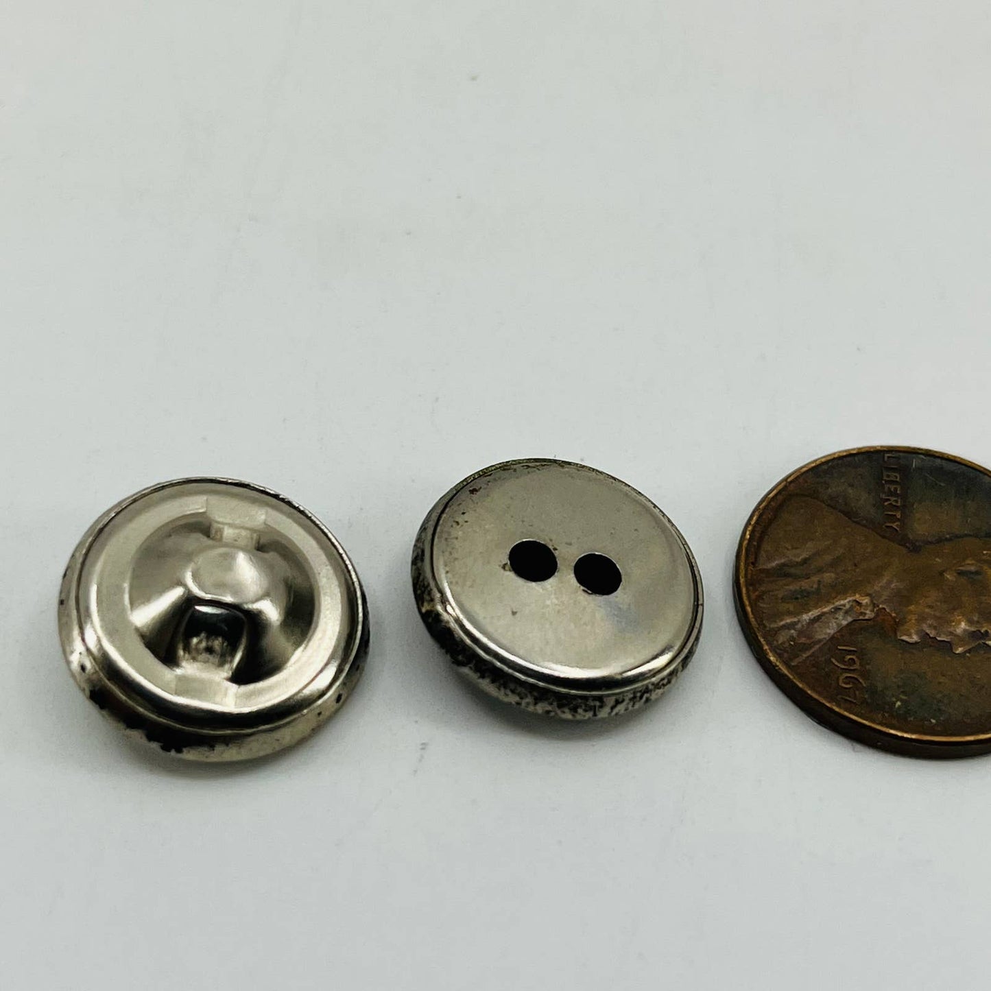 Vintage Lot of 7 Buttons Silver Tone Coin Style SB7