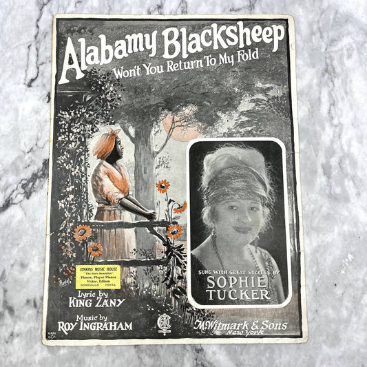 Alabamy Black Sheep Sophie Tucker King Zany 1923 Sheet Music TK2-SM2
