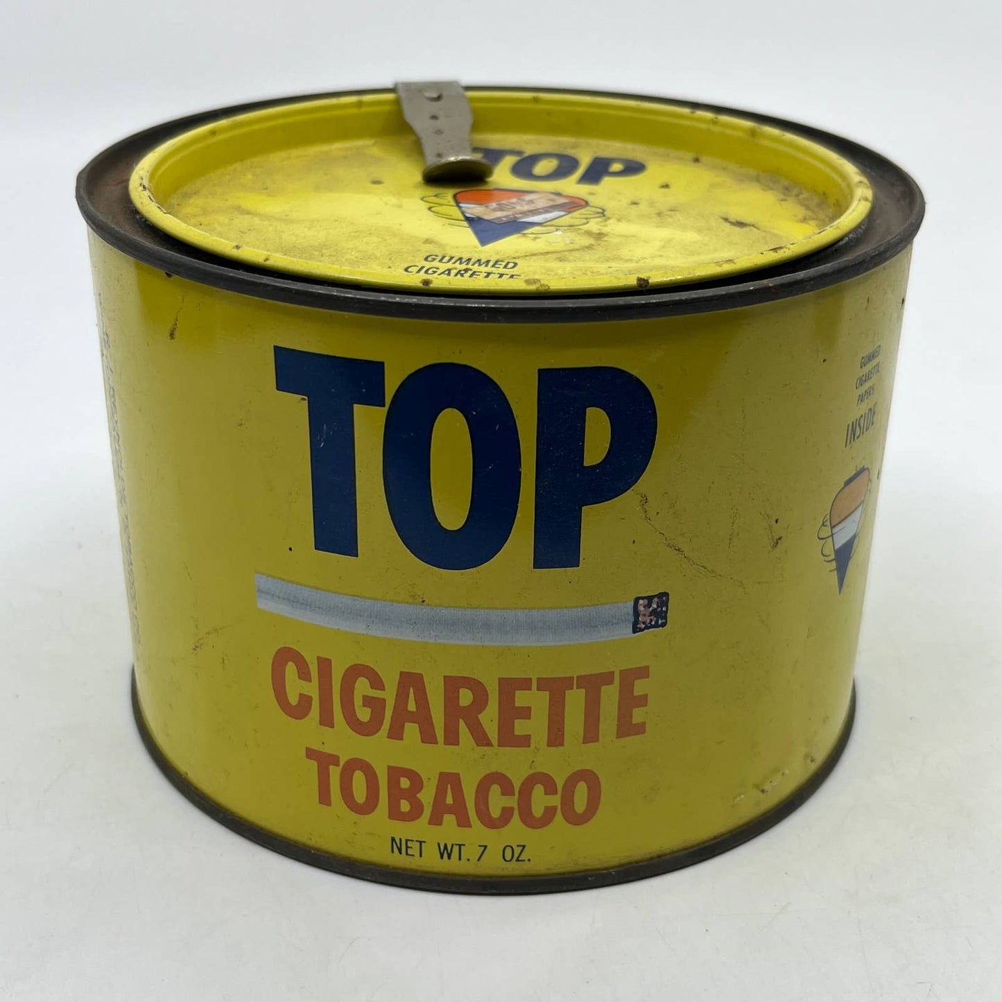 Vintage Top Cigarette Tobacco Tin Metal Can 7 oz. R. J. Reynolds w/ Opener TI1