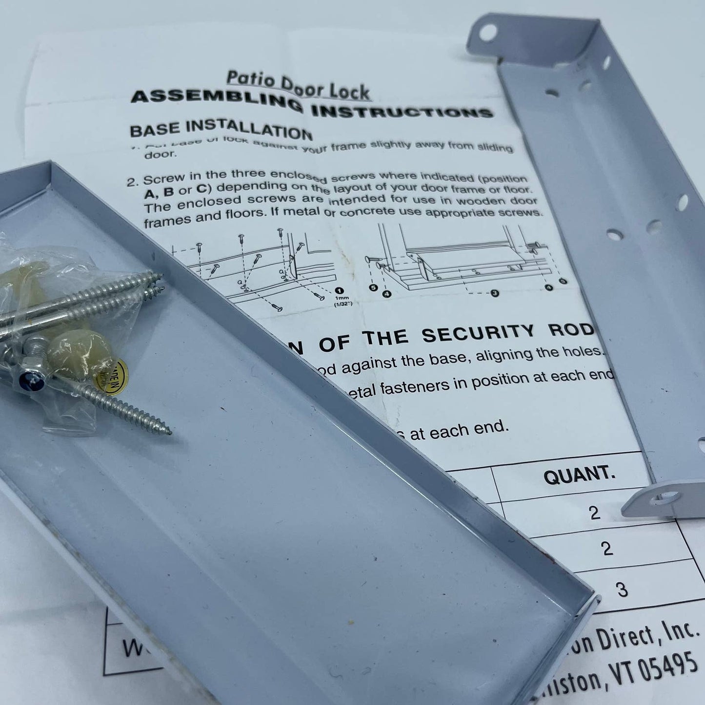 Universal Patio Door Lock New in Box White Metal With Instructions TB4
