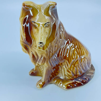 Vintage Hand Painted Porcelain Collie Dog Statue Puppy Ceramic  Sheltie 6” TE3