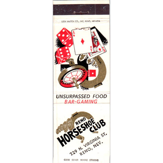 Reno Horseshoe Club Reno Nevada Advertising Matchbook Cover SA9-M10