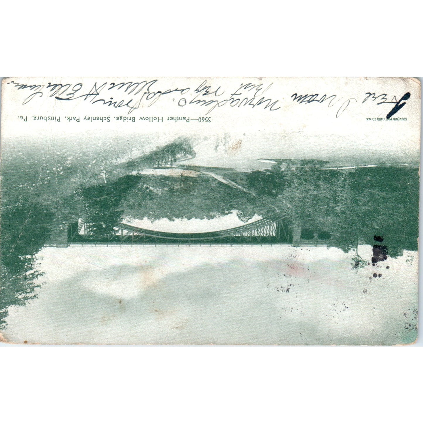 Panther Hollow Bridge Schenley Park Pittsburgh PA 1906 Original Postcard P3-3