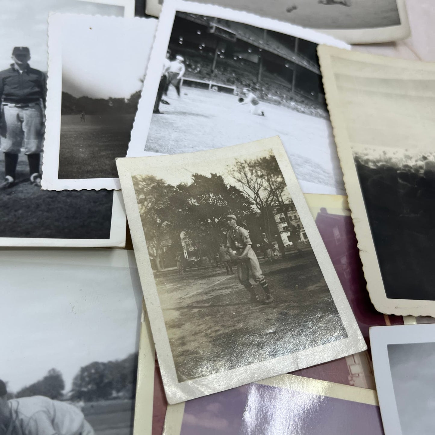Large lot of 19 Early Original Photographs of People Playing Baseball TJ9