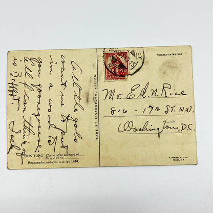 1910s Post Card Matador Bull Fighting Illustration Mexico SC9