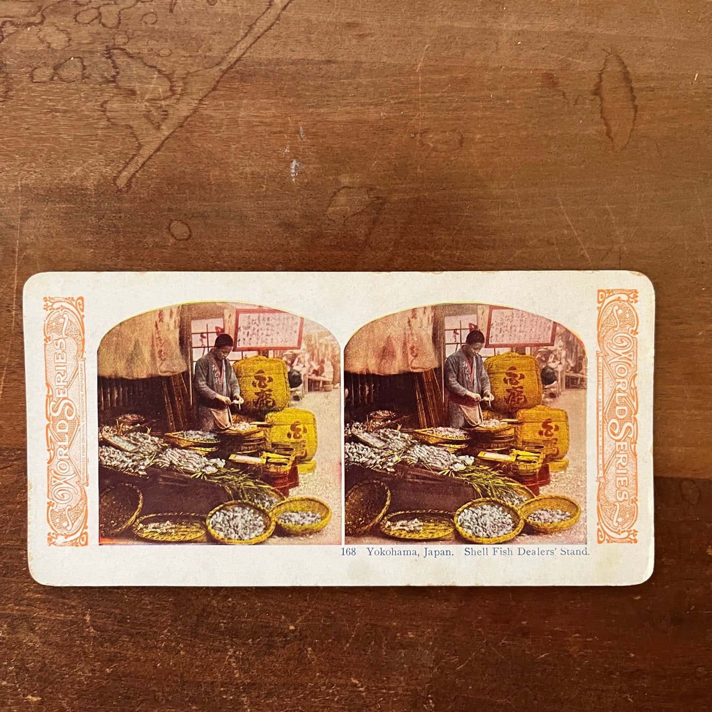 Shellfish Dealer Stand Yokohama Japan Antique Stereoview Card H2-3