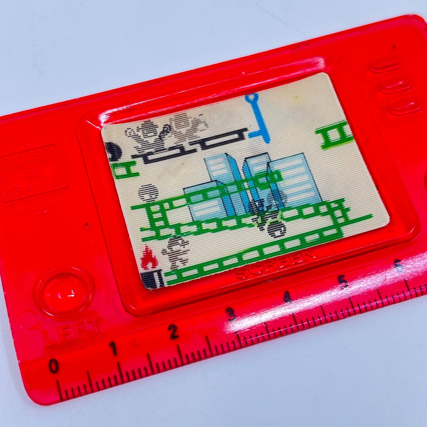Vintage Ruler & Game Lenticular Arcade Game Red RARE 3.5” SD3