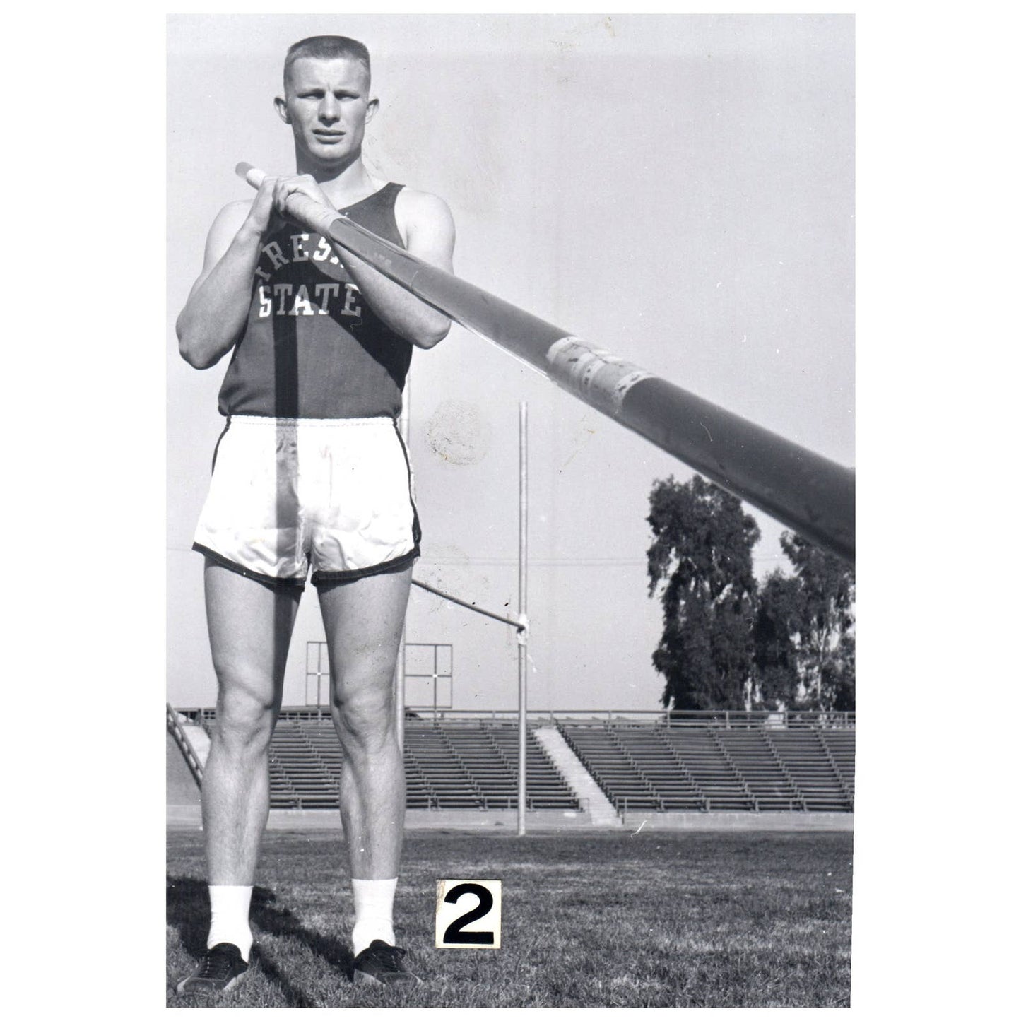 1956 Original Press Photo Track Pole Vault Art Pederson Fresno State ~6x8" AD2