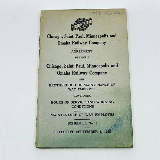 1955 Chicago Northwestern RR Agreement Brotherhood Maintenance Way Employees TE3
