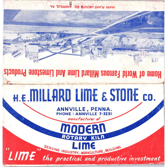 1947 H.E. Millard Lime & Stone Co Fold Out Brochure Catalog Annville PA SE5