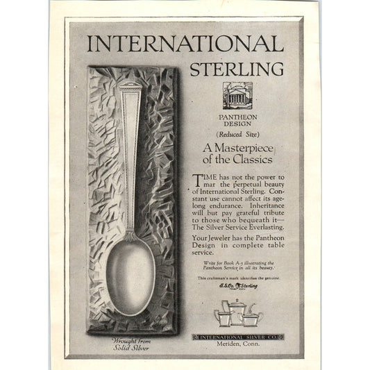 International Sterling Silverware Meriden CT - 1921 Original Ad TJ7-L