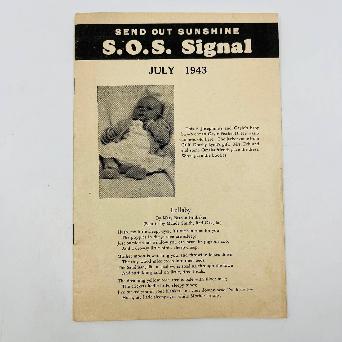 1943 WWII SOS Signal Newsletter Rev. Edith Stirlen Shenandoah Iowa Booklet C11