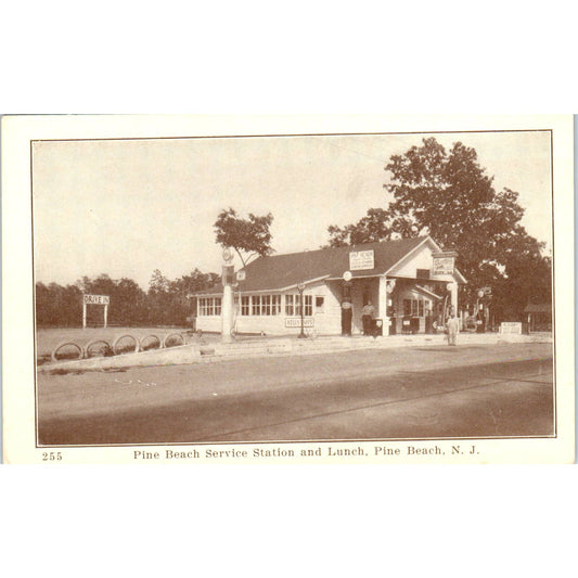 Pine Beach Service Station and Lunch Pine Beach NJ - Original Postcard TJ9-P1