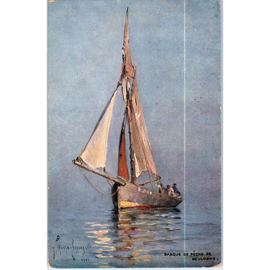 Boulogne Barque De Peche Raphael Tuck Oilette Original Postcard P3-2