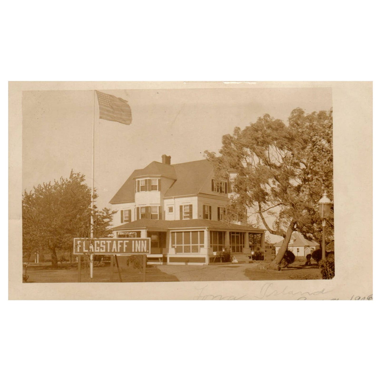 Flagstaff Inn Long Island New York 1908 - Original Postcard RPPC TJ8-3