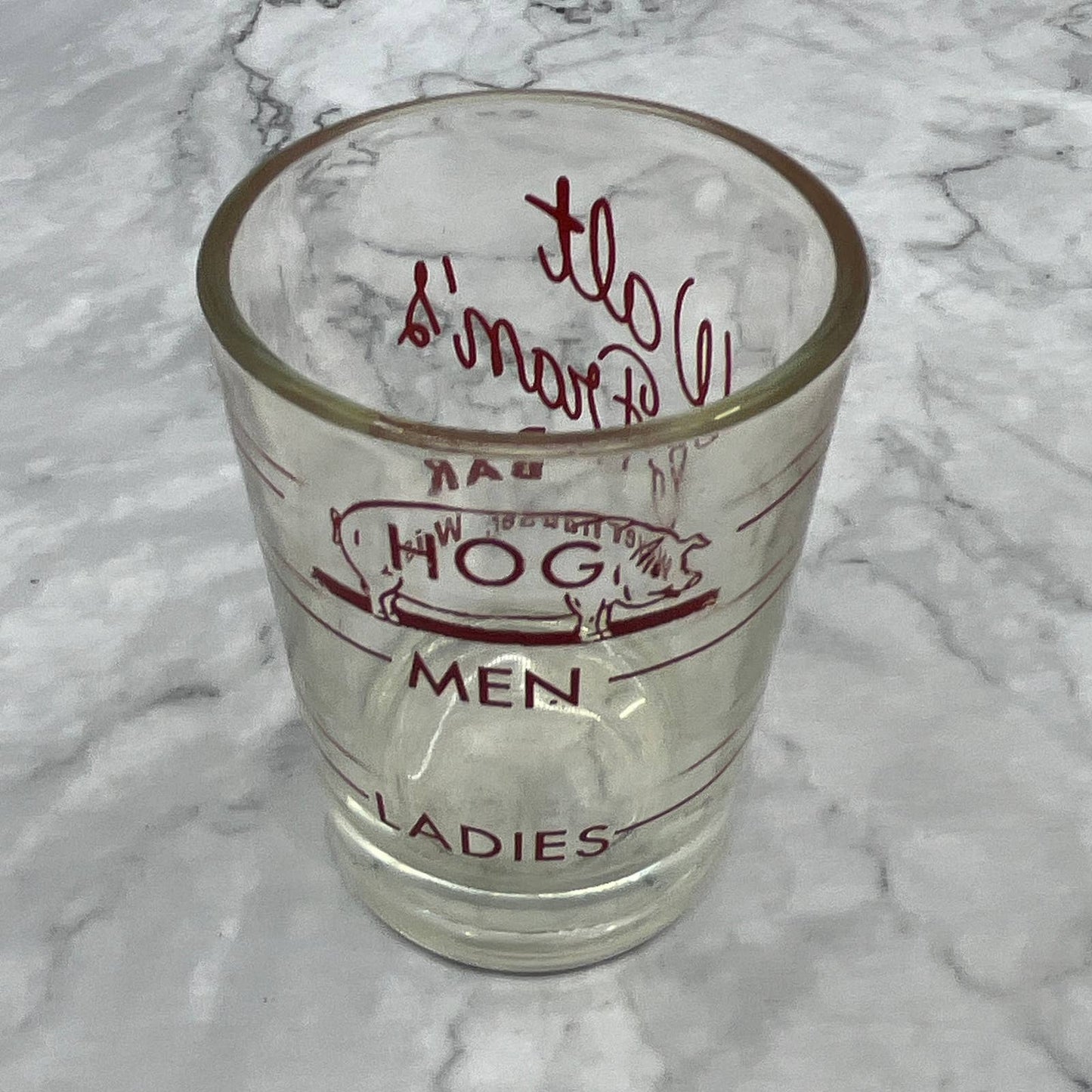 Vintage Large Shot Glass Walt & Frans Bar Weyerhauserh WI TI7