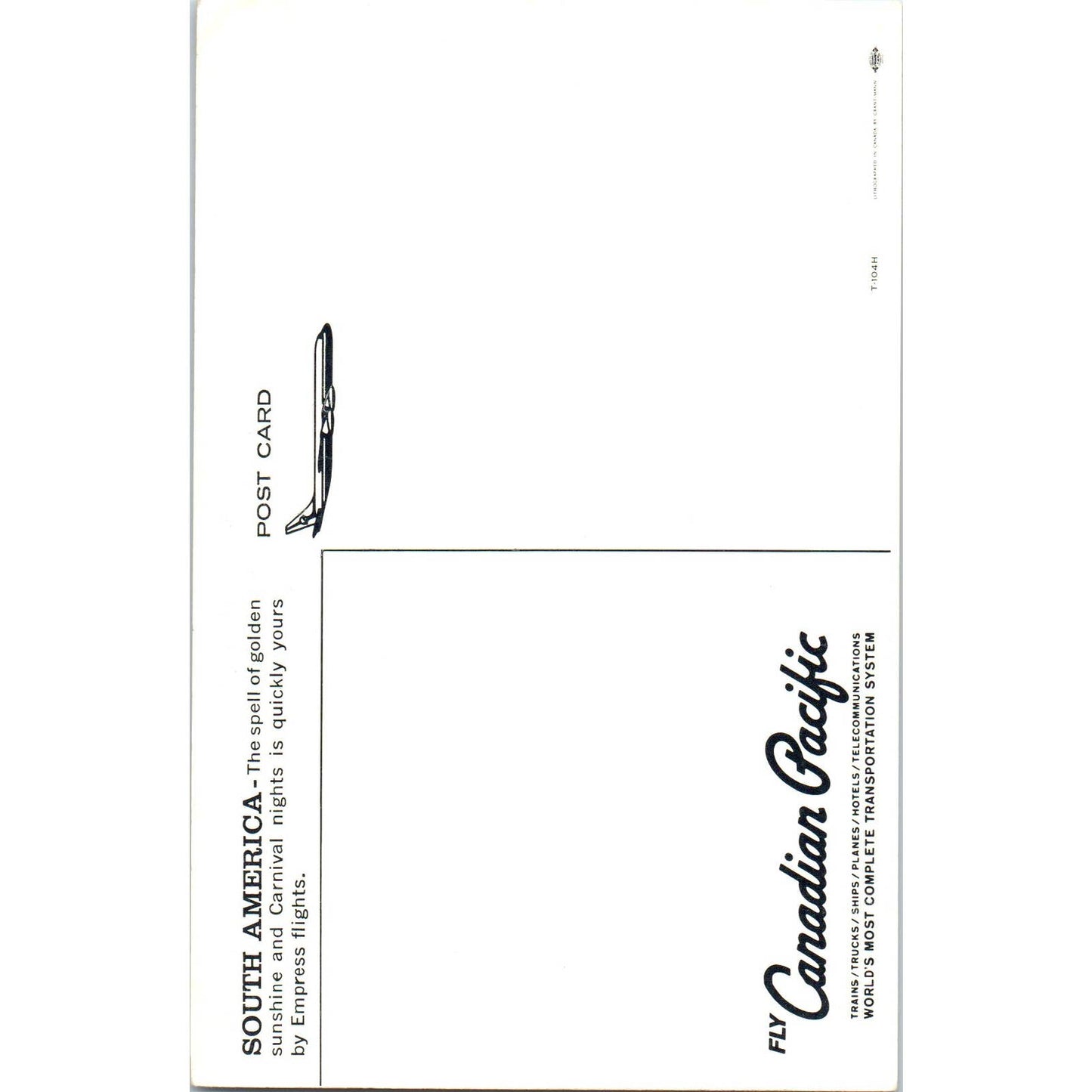 Fly Canadian Pacific Airlines South America - Original Postcard TJ9-P1