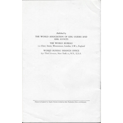 1956 The Blue Pamphlet Of The World Association Of Girl Guides & Girl Scouts TJ7