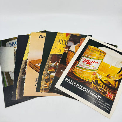 1970s Lot of 7 Beer Ads Miller Milano MICHELOB Bud Natural Light 8x11” C13-2