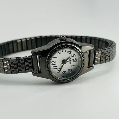 Vintage Carbon Fiber Tone Watch Metal Stretch Band SA6