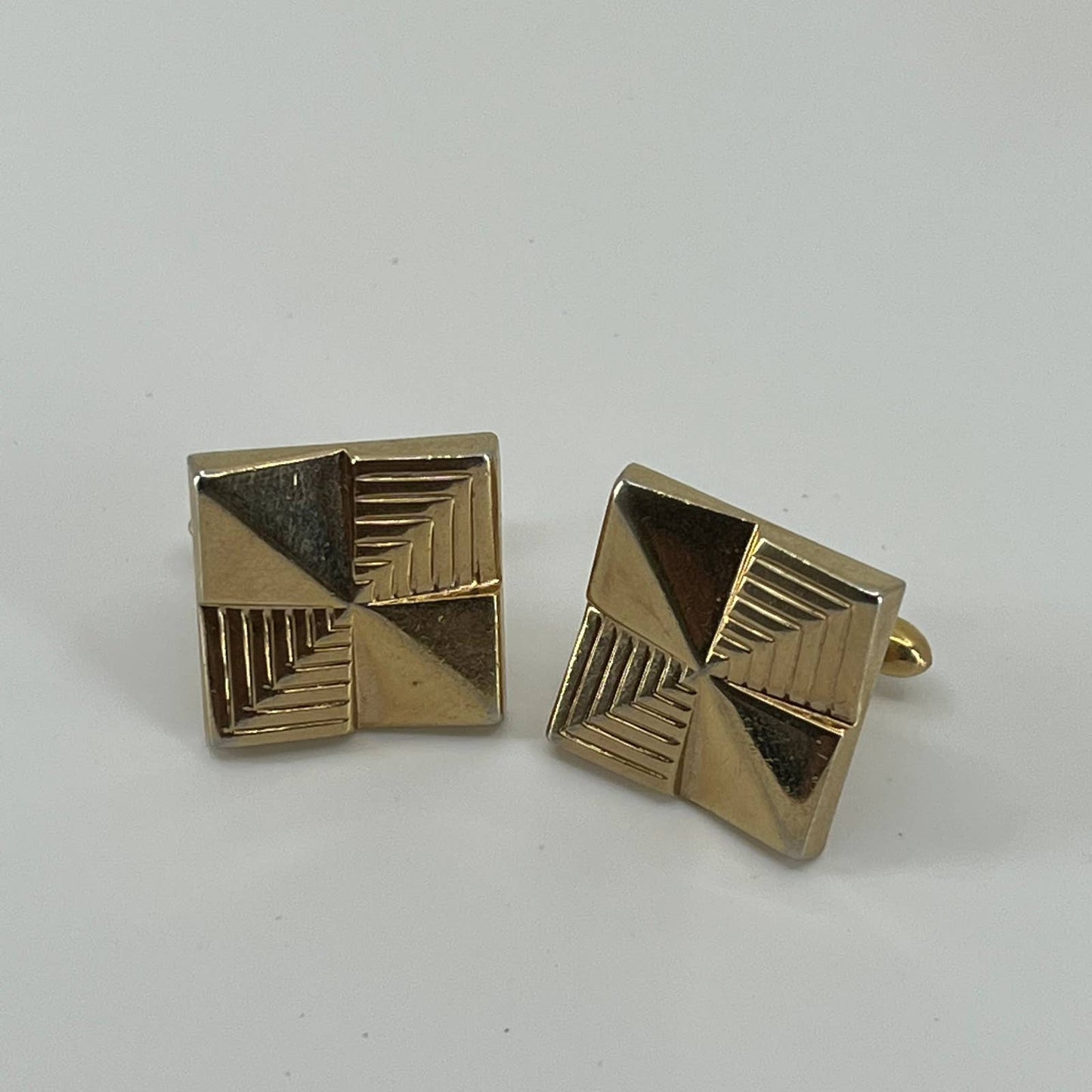 Vintage 1950s MCM MOD SWANK Cufflinks Cubist Gold Tone SE1