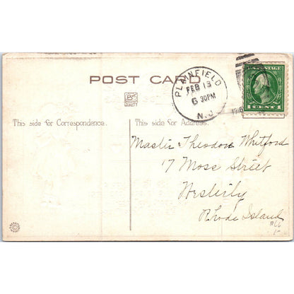 1916 Valentine Kids in Funny Hats Original Postcard TK1-P19