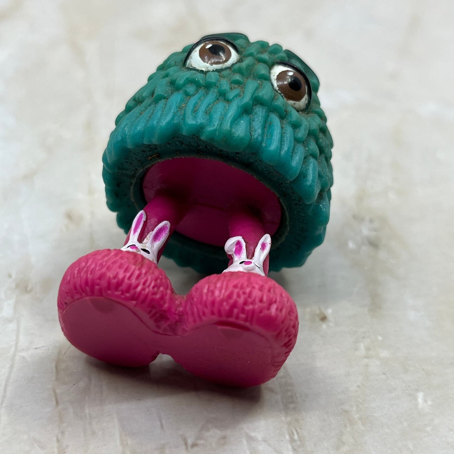 1989 Vintage 1989 McDonald's Fry Guy Blue Teal with Pink Bunny Slippers TE5-S2