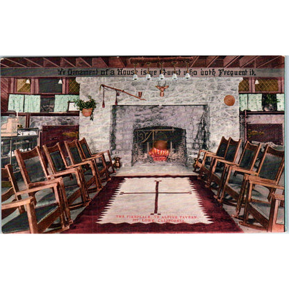Ye Alpine Tavern Fireplace Mt. Lowe California c1910 Original Postcard P1-15