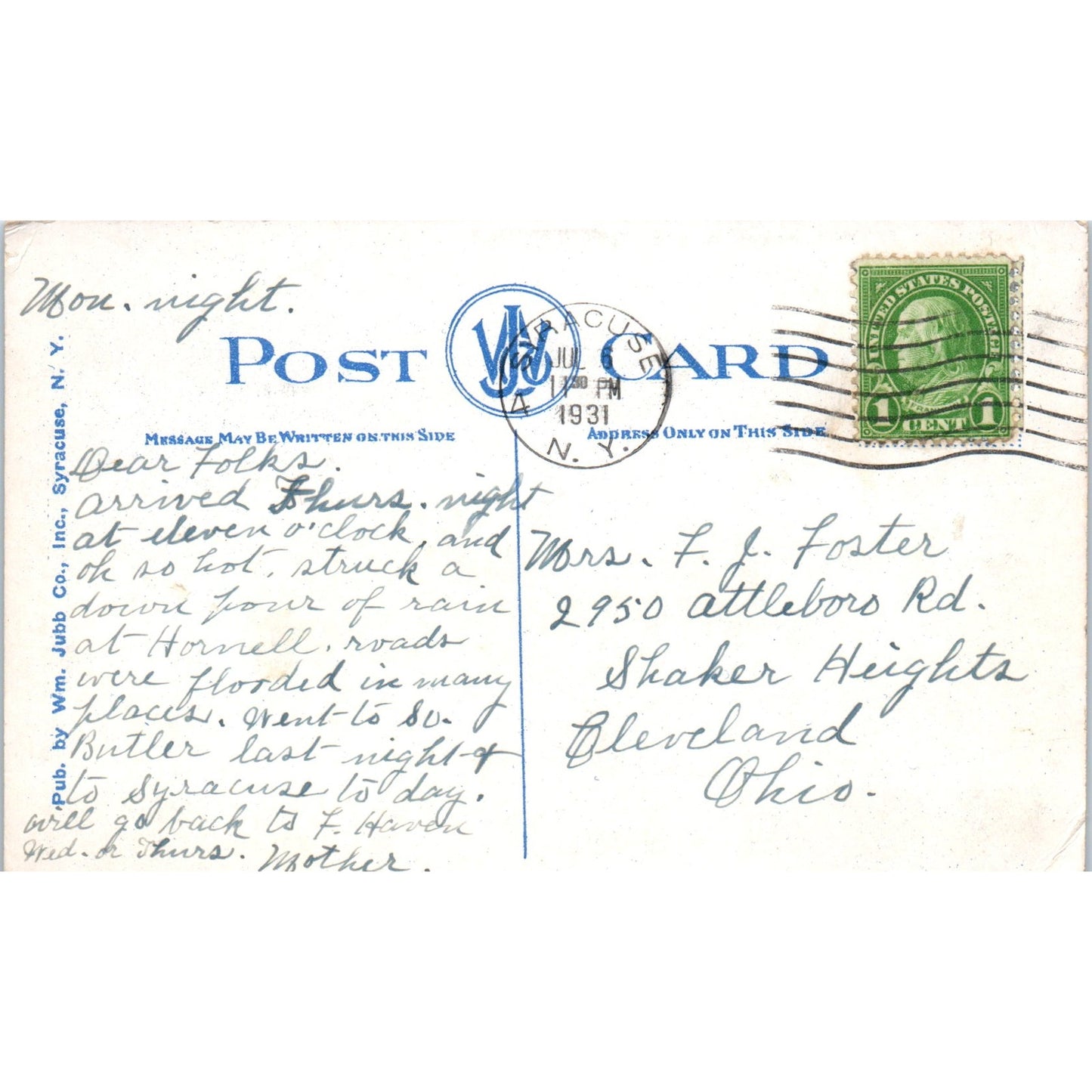 The Stadium Syracuse University NY 1931 Original Postcard P1-13