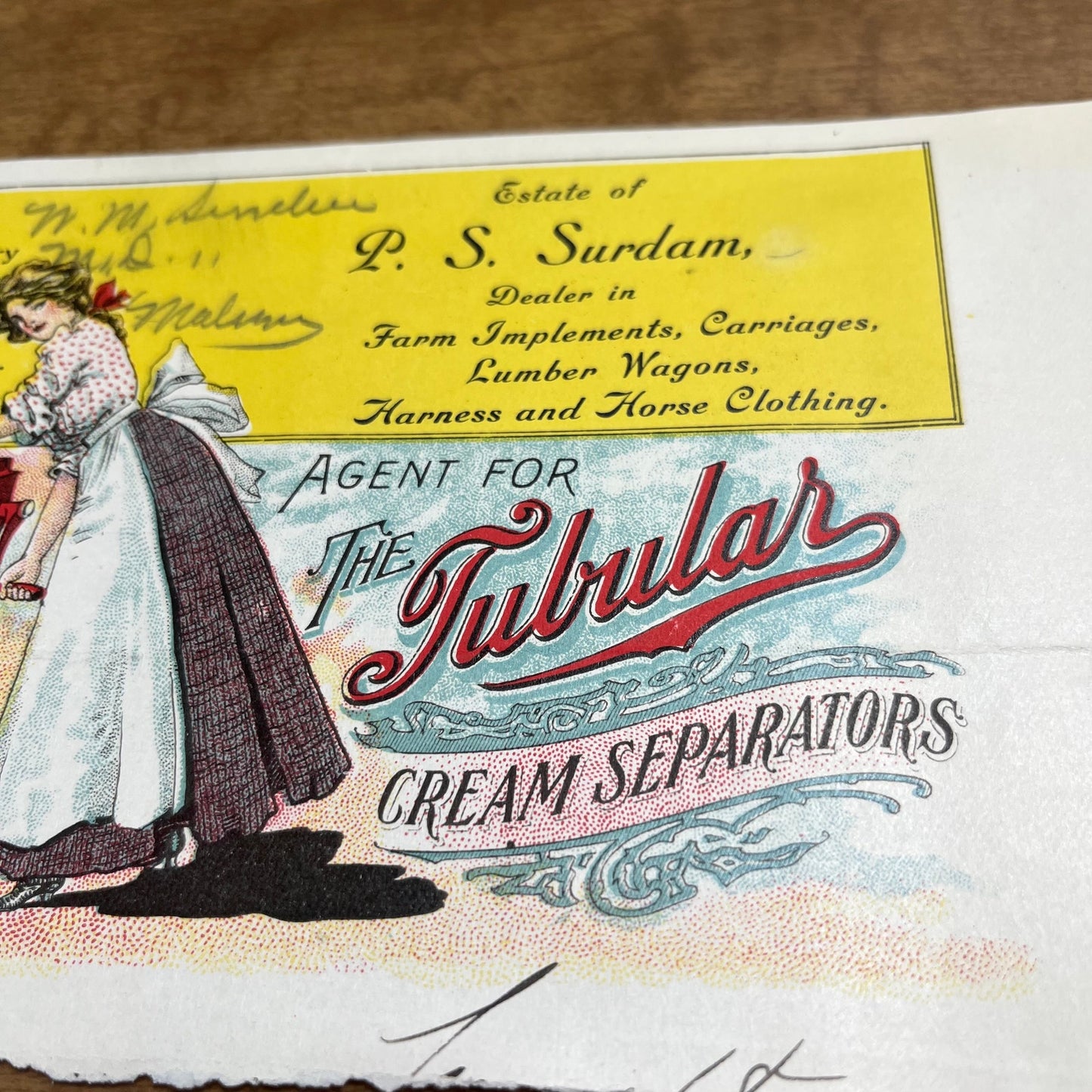 P.S. Surdam 1800s Letterhead Tubular Cream Separators 8” A8