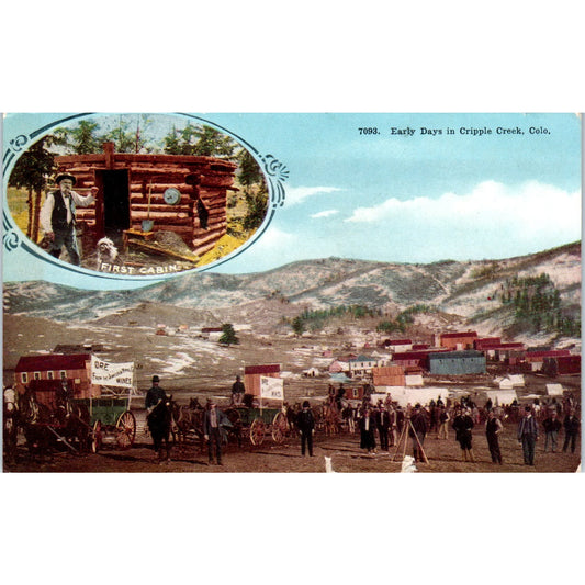 Early Days in Cripple Creek c1910 Colorado Original Postcard P1-11