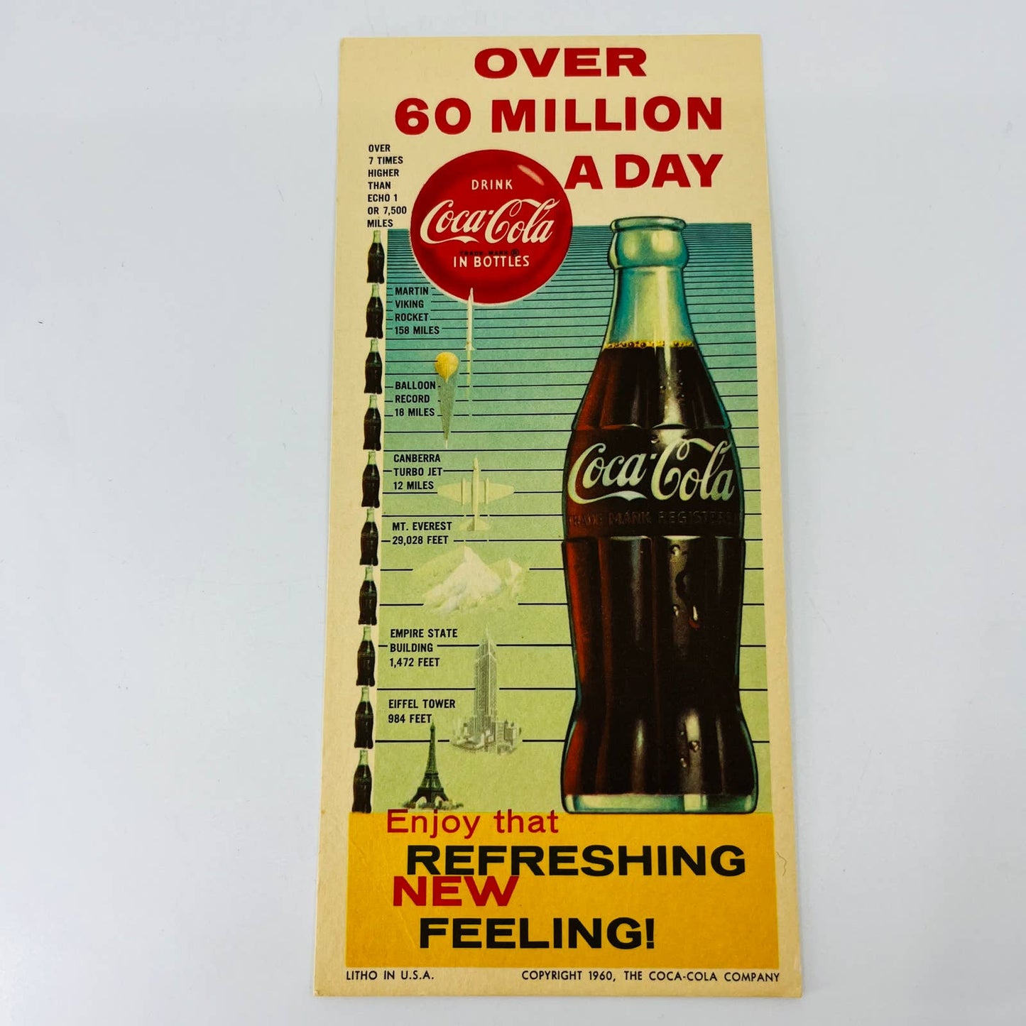 1960 Coca-Cola Coke Advertising Ink Blotter Lithograph 60 Million a Day C4