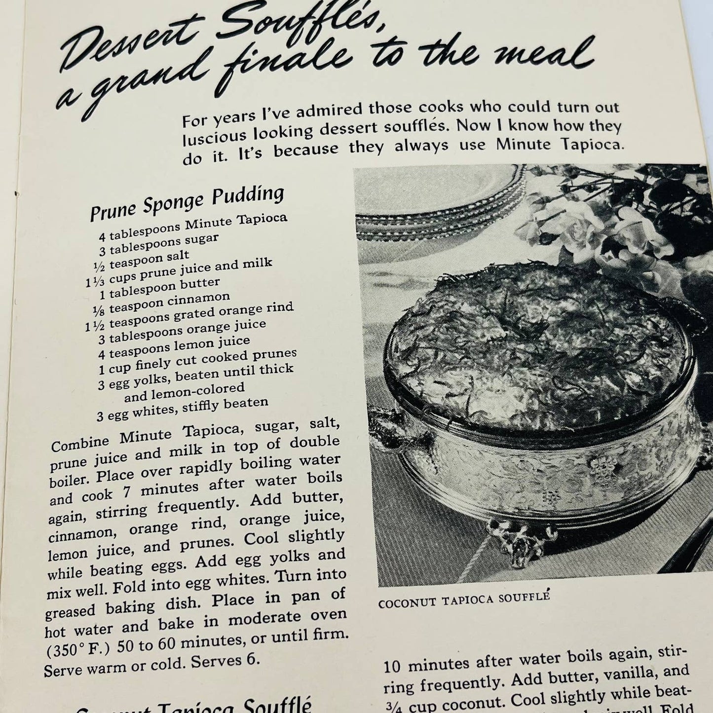 1938 Miss Dine About Town: Marvelous Meals with Minute Tapioca Cookbook TA8