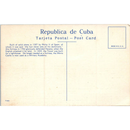 Morro Castle Linen Havana Cuba Original Postcard TK1-P16