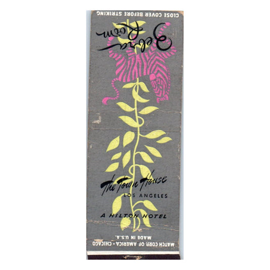 The Town House Los Angeles Hilton Zebra Room Advertising Matchbook Cover MM9-1