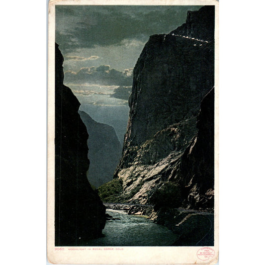 1908 Moonlight in Royal Gorge Colorado Original Postcard P2-2