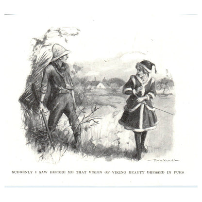 Vision of a Viking Beauty Dressed in Furs - 1921 Original Illustration TJ7-S