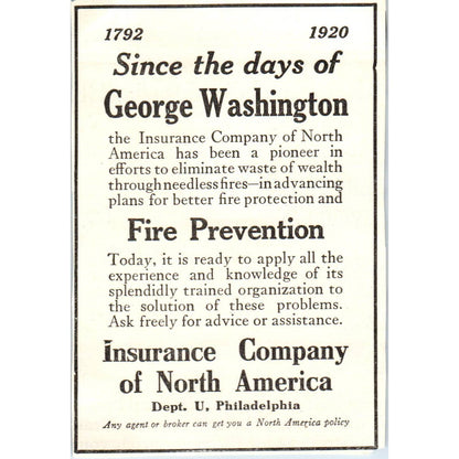 c1920 Harper's Magazine Ad - George Washington Fire Prevention Insurance EA3-4