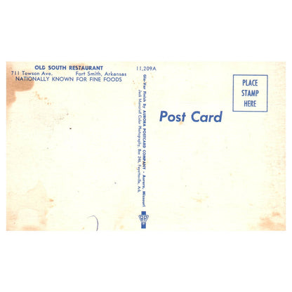 Old South Restaurant Fort Smith Arkansas - Postcard TJ8-2