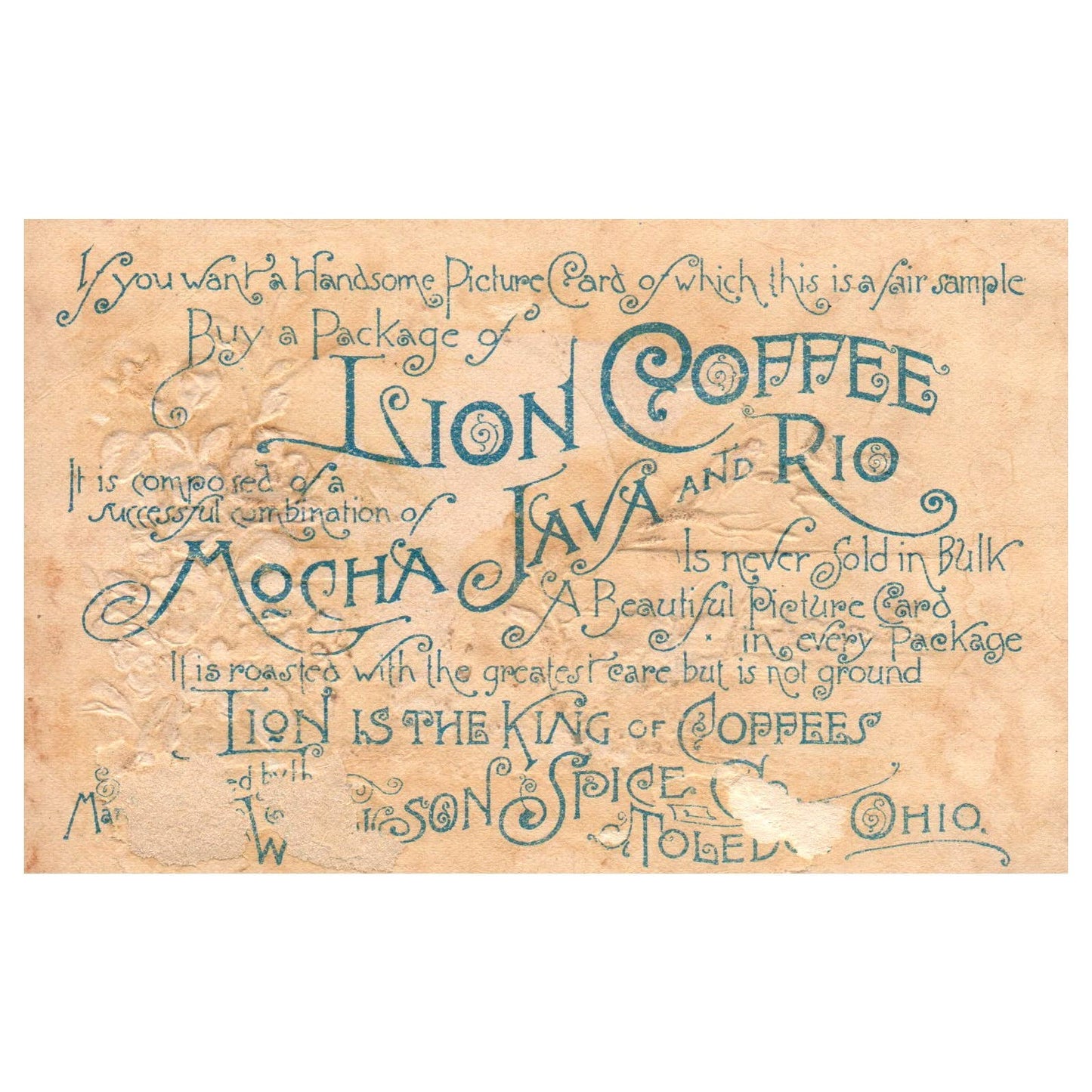 Lion Coffee Country Cottage Scene - 1880s Victorian Trade Card TJ8-3