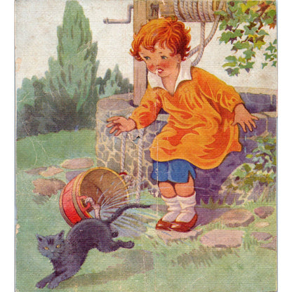 Antique Print Double Sided Nursery Rhyme Ding Dong Bell Jack & Jill 5.5x6 TJ1-2