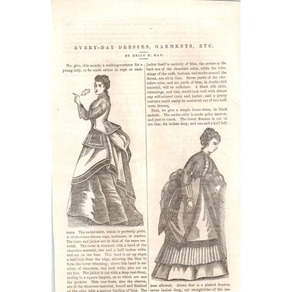 Everyday Dresses 2 - Victorian Fashion Plate - 1878 Original Plate TJ7-L2