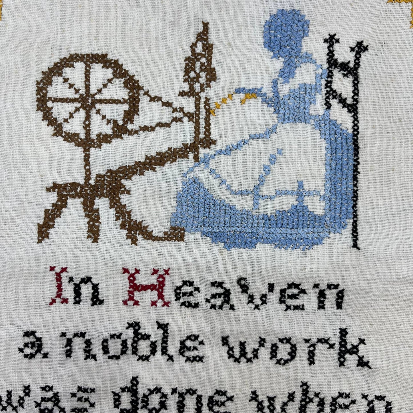 VTG Cross Stitch Sampler A Noble Work Was Done When God Gave Man a Mother TD2