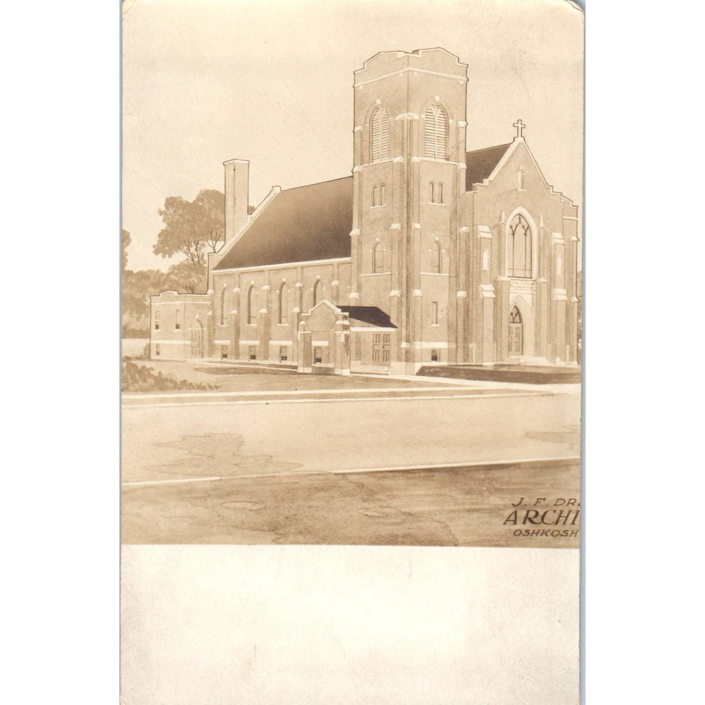 Fremont WI St. Pauls Evangelical Church Real Photo RPPC Original Postcard TJ9-P2