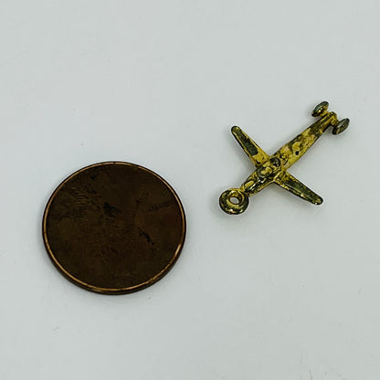 Vintage Airplane Gold Tone Pendant Charm SF4