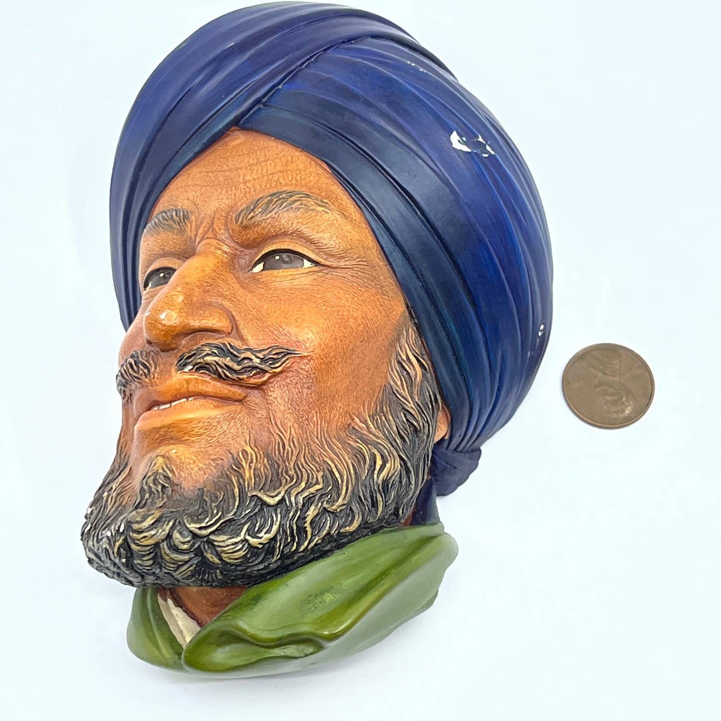 Vintage 1966 Bossons Hand Painted Chalkware "SIKH" Head Made in England TC8