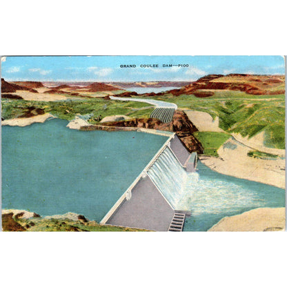 Vintage Postcard Grand Coulee Dam Washington TD9