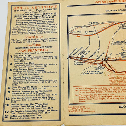 1939 SAN FRANCISCO HOTEL KEYSTONE MAP PAMPHLET WORLD’S FAIR GOLDEN GATE EA1