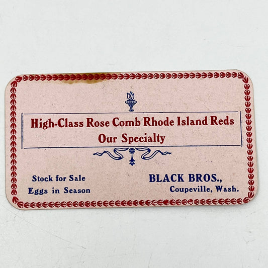 1906 Black Bros. Chicken Salesmen Coupeville Washington Business Card SC5