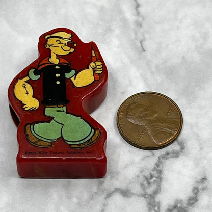 Vintage RED Bakelite Popeye Pencil Sharpener, King Features Syndicate Inc SE7